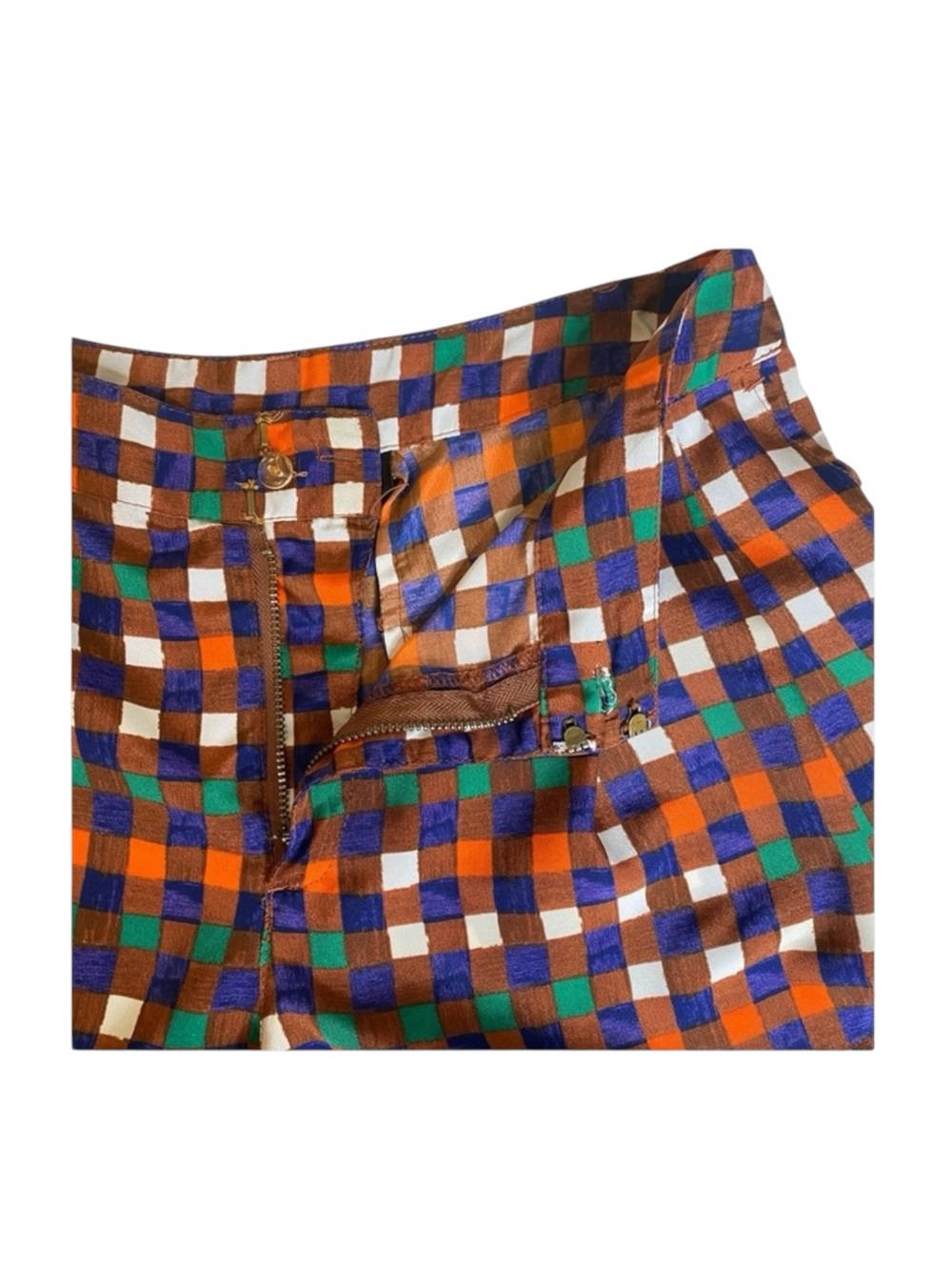 Duro Olowu 𑁍 Window Pane Print Plaid Shorts 𑁍 Wild Red Multicolor 𑁍 XS S 4 𑁍 - Picture 6 of 16
